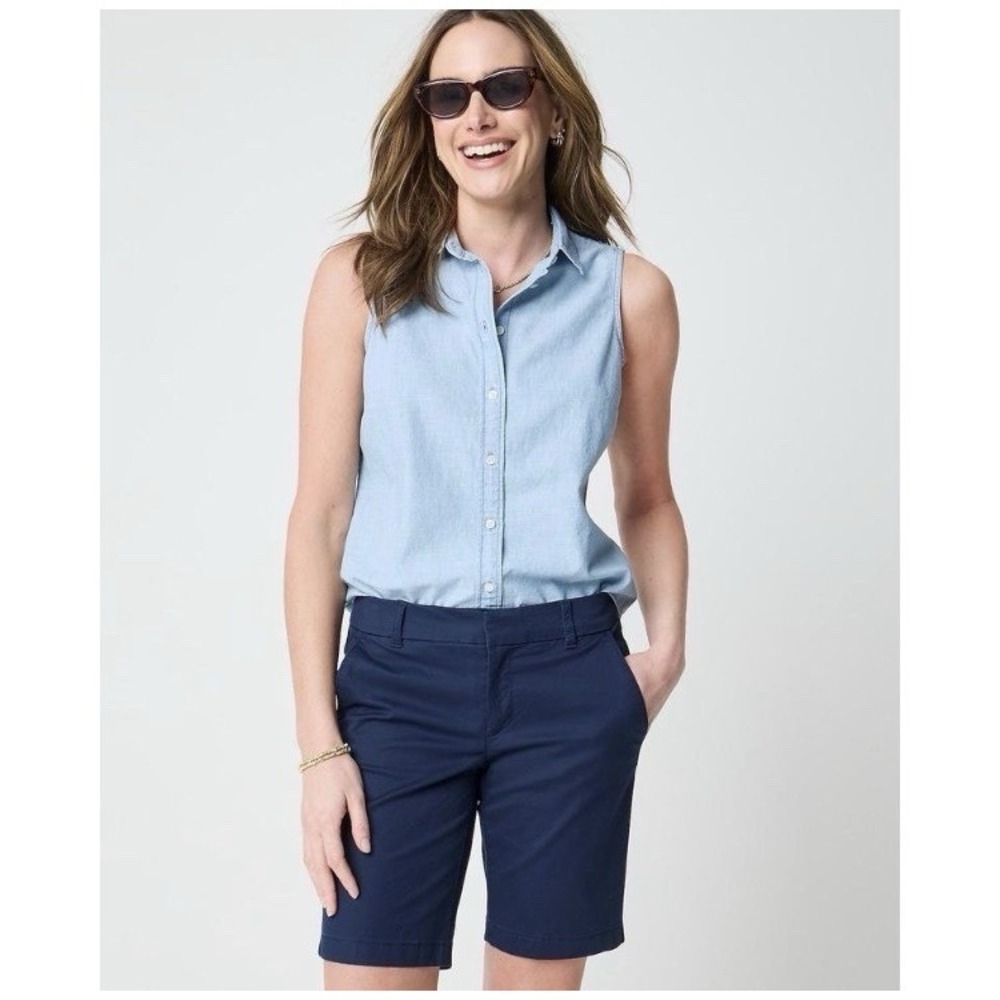 J.Crew Frankie Bermuda Chino 9" Short in NAVY Stretch Cotton Sz 12